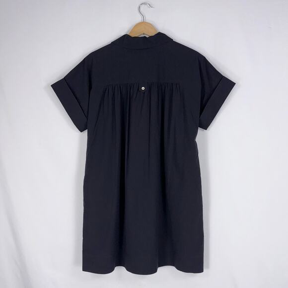 Madewell Collared Button Front Mini Shirtdress Womens XXS True Black - Picture 7 of 13